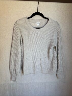 margot Neutral Cream Ribbed Crew Sweater